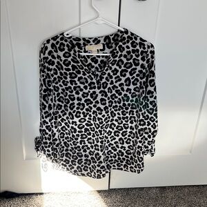 MICHAEL Michael Kors Black and White Animal Print Blouse